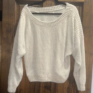 La Hearts Cream Chunky Knit Crew Neck Sweater